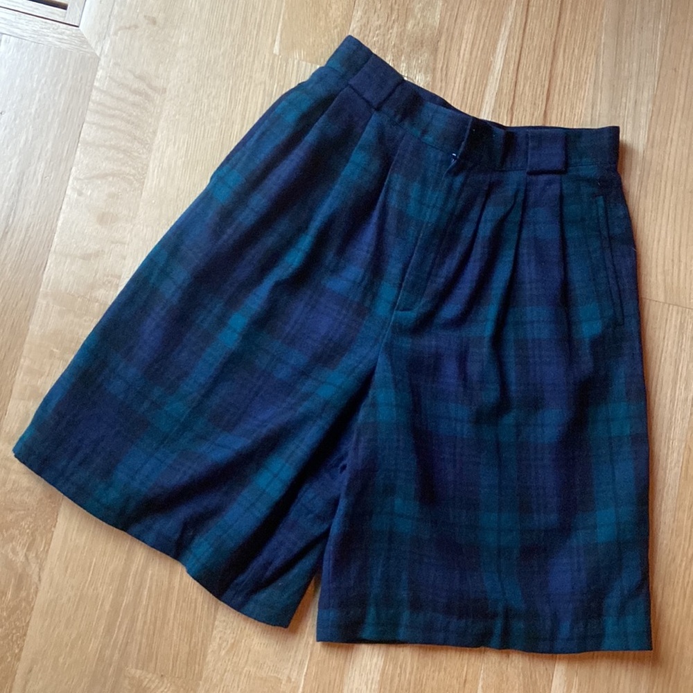 Vintage 100% Merino Wool Tartan Plaid Trouser Shorts Bulgarian Preppy Old Money - Picture 3 of 16